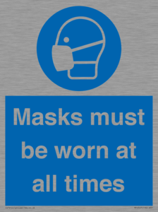 Masks must be worn at all times